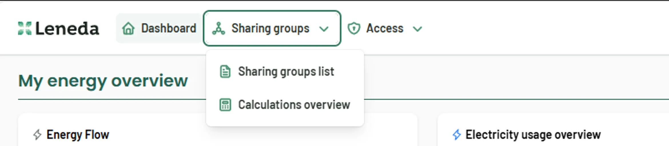 Select sharing group list