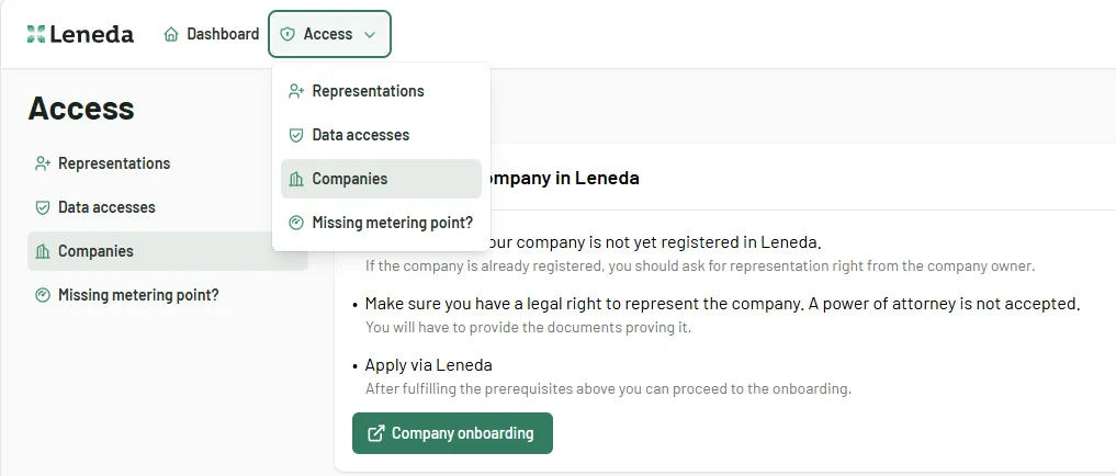 step 2 - access companies