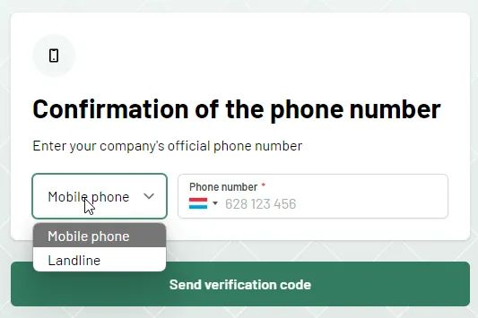 step 8 - confirmation of the phone number
