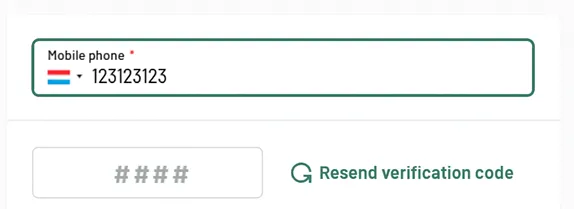step 11b - mobile phone: enter verification code