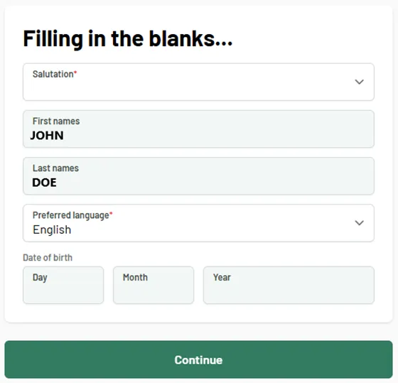 step 8 - filling in the blanks
